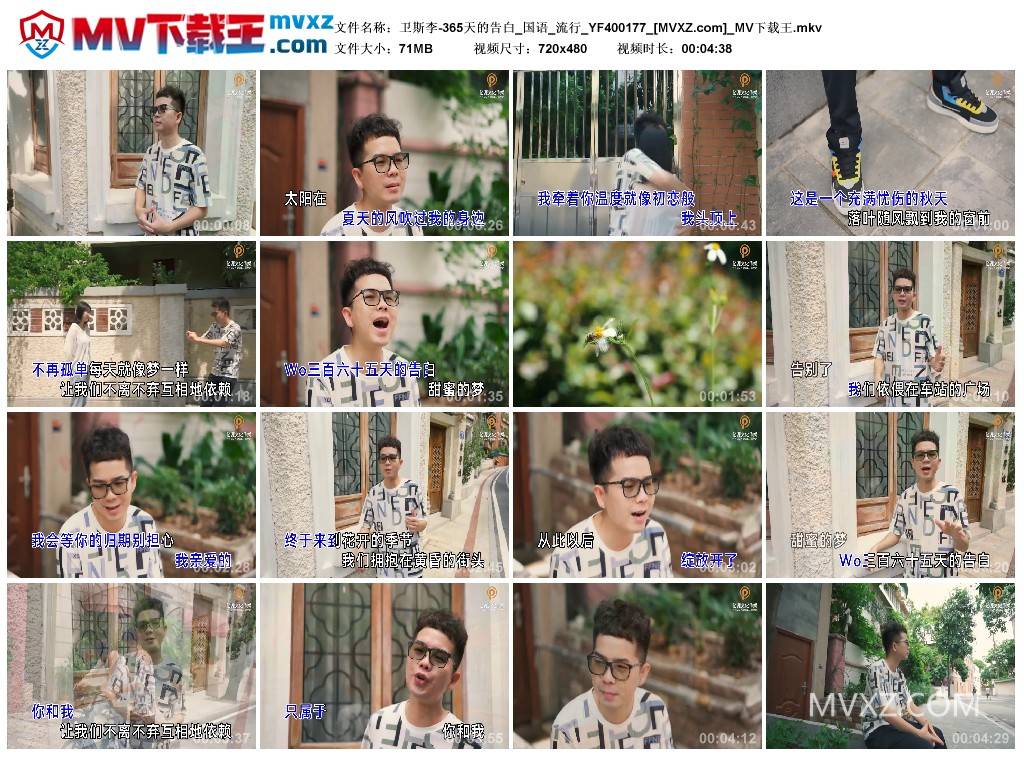 卫斯李-365天的告白_国语_流行_YF400177